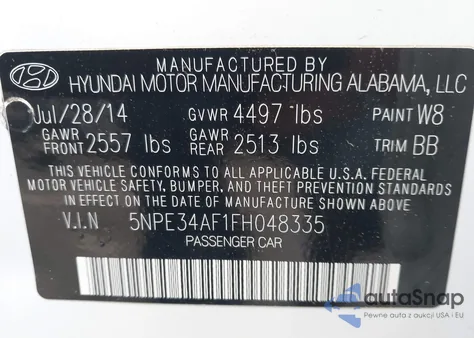 2015 Hyundai Sonata Sport from USA, damaged, VIN 5NPE34AF1FH048335